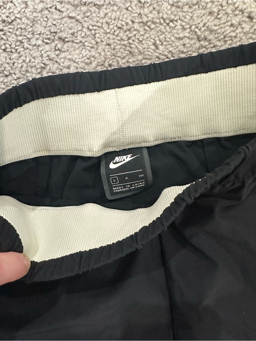 Nike women Black Sweatpants with Cream Waistband Trim